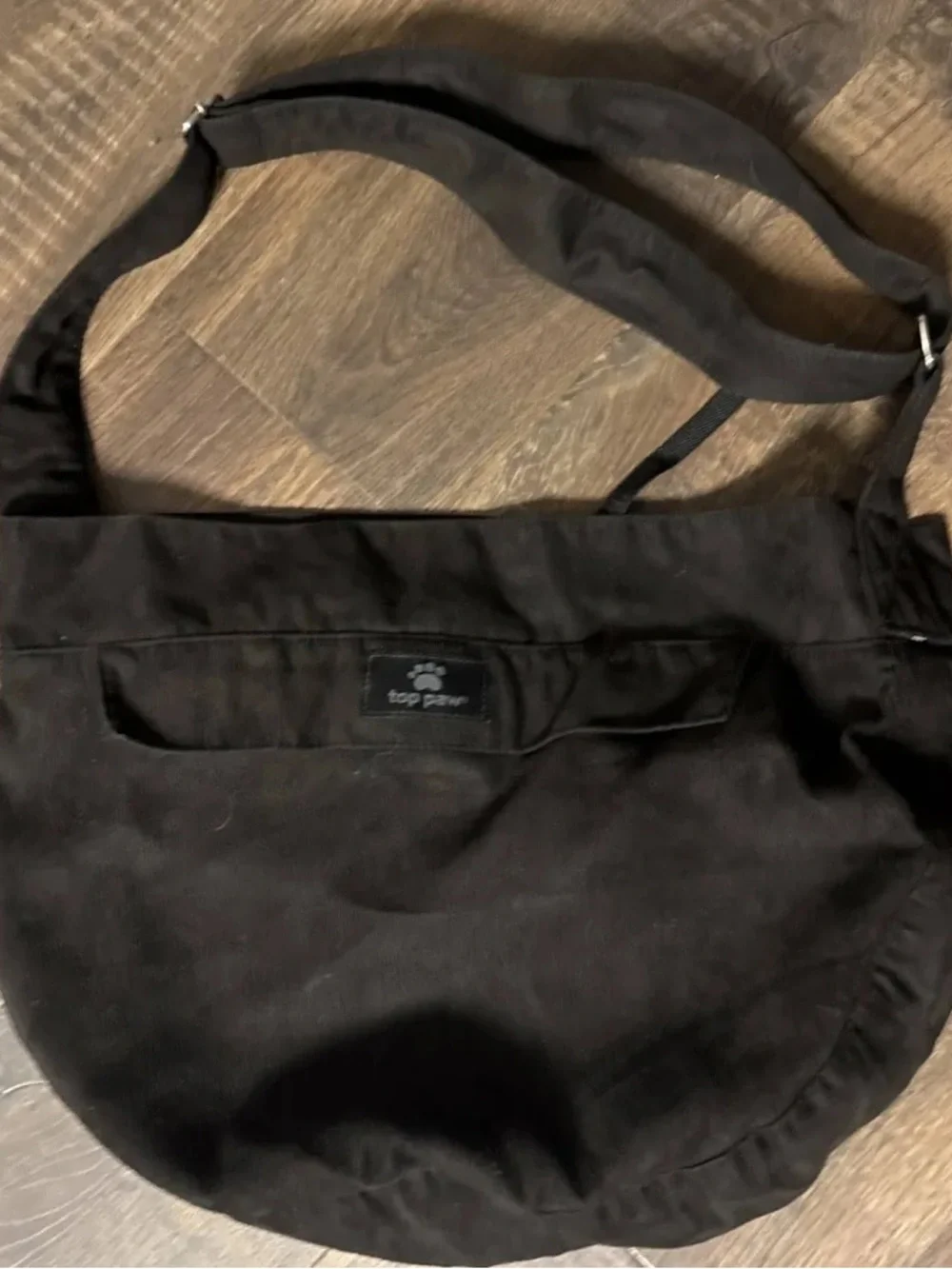 Top Paw Black Round Messenger Bag with Wide Shoulder Strap